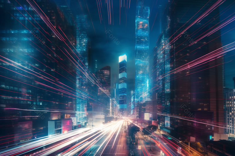 科技感十足的城市建筑夜景背景图,高清,摄影图,摄影图片,图片大全,摄影图免费下载